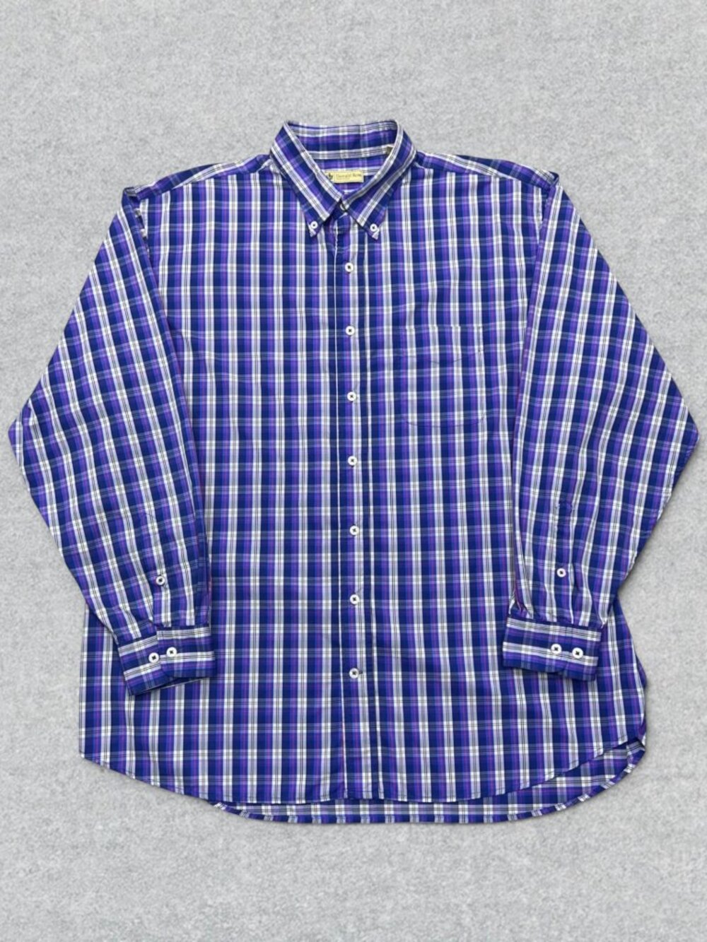 Donald Ross Shirt Mens XL Blue Purple Plaid Long Sleeve Button Down Performance